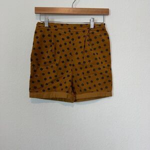 Mabo Girls Brown Navy Blue Floral Corduroy Pull-On Shorts Youth Size 12/13